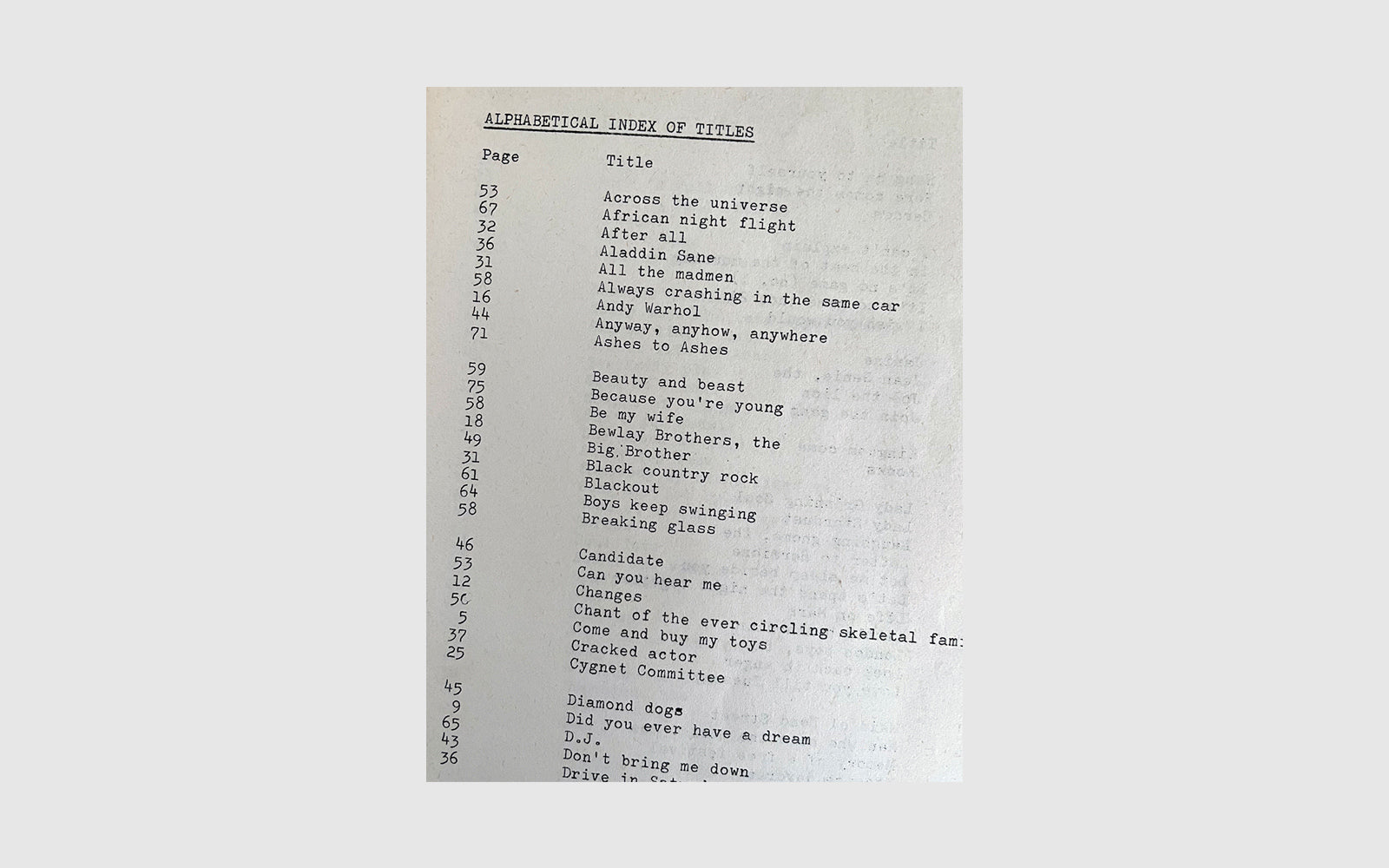 David Bowie Songbook