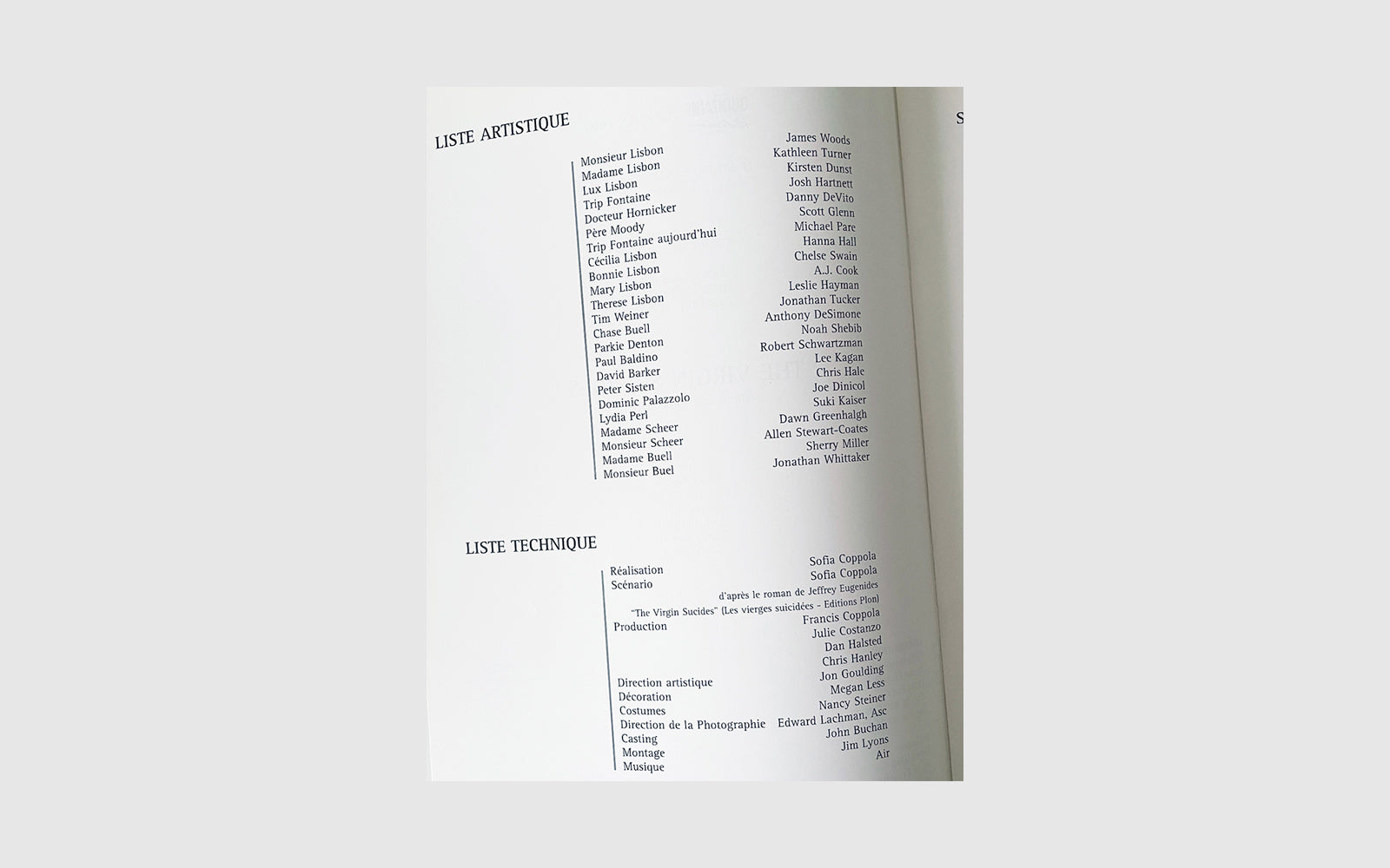 The Virgin Suicides press kit