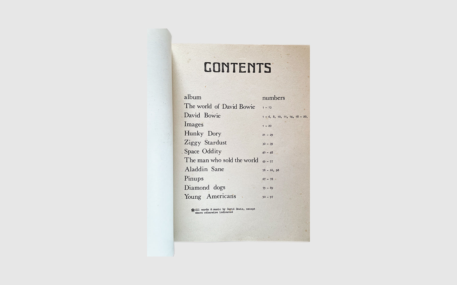 FAW, product: David Bowie Songbook (Fig. 1)